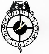 12 Inch Rustic Cat Nearly Silent Little Ticking Battery Operated Black Cat Numerals Clock