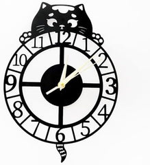 12 Inch Rustic Cat Nearly Silent Little Ticking Battery Operated Black Cat Numerals Clock