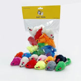 12PCS Faux Fur Cat Mice Toys with Plastic Body