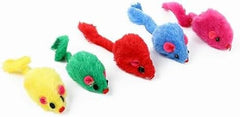 12PCS Faux Fur Cat Mice Toys with Plastic Body