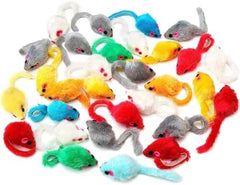 12PCS Faux Fur Cat Mice Toys with Plastic Body