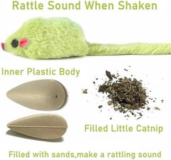 12PCS Faux Fur Cat Mice Toys with Plastic Body