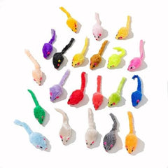 12PCS Faux Fur Cat Mice Toys with Plastic Body