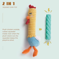 2 in 1 Chicken Dog Toy with Large Rubber Squeaker
