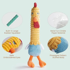 2 in 1 Chicken Dog Toy with Large Rubber Squeaker