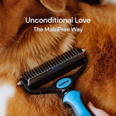 2 in 1 Deshedding Tool and Undercoat Rake for Long and Short Haired Dogs with Double Coat
