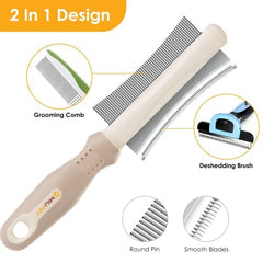 2 in 1 Dog & Cat Deshedding Brush & Grooming Comb