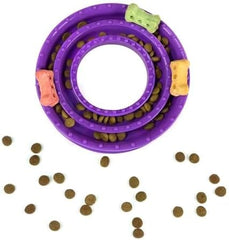 2-in-1 Dog Interactive Squeaky Plush Toy Hippo with Slow Feeder Bowl