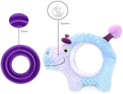 2-in-1 Dog Interactive Squeaky Plush Toy Hippo with Slow Feeder Bowl