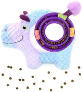 2-in-1 Dog Interactive Squeaky Plush Toy Hippo with Slow Feeder Bowl