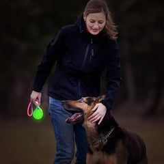 2 Pcs Dog Training Ball on Rope Glow in The Dark Ball