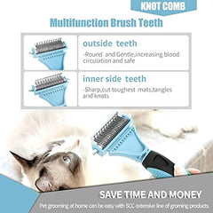 2 Sided Pet Grooming & Deshedding Brush Undercoat Rake for Cats & Dogs S