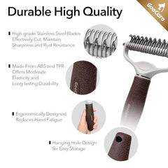 2-Sided Undercoat Rake Deshedding Dematting Comb for Mats