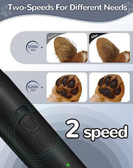 2 Speed Low Noise Cordless Dog Paw Trimmer