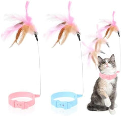 2Pcs Cat Collar Toy Adjustable Cat Feather Neck Collar Toy
