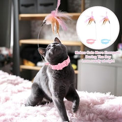 2Pcs Cat Collar Toy Adjustable Cat Feather Neck Collar Toy