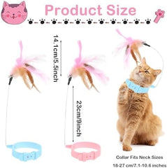 2Pcs Cat Collar Toy Adjustable Cat Feather Neck Collar Toy