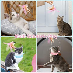 2Pcs Cat Collar Toy Adjustable Cat Feather Neck Collar Toy