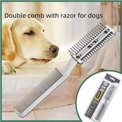 2Pcs Razor Comb for Dogs Cats with Extra Blades Double Sides