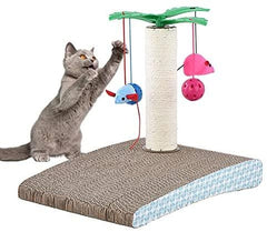 3-in-1 Natural Sisal Cat Scratching Post with Interactive Ball for Cats and Kittens Toy