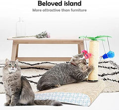 3-in-1 Natural Sisal Cat Scratching Post with Interactive Ball for Cats and Kittens Toy