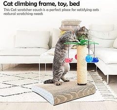 3-in-1 Natural Sisal Cat Scratching Post with Interactive Ball for Cats and Kittens Toy