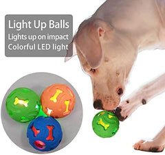 3-Pack Interactive Light up Balls Rubber Durable Fetch Training Balls