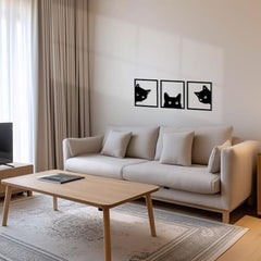 3-Piece Black Cat Art - Wooden Cat Silhouette Decor