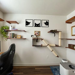 3-Piece Black Cat Art - Wooden Cat Silhouette Decor