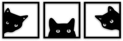 3-Piece Black Cat Art - Wooden Cat Silhouette Decor