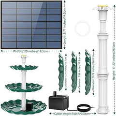 3 Tiered Bird Bath with 3.5W Solar Pump DIY Solar Fountain