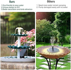 3 Tiered Bird Bath with 3.5W Solar Pump DIY Solar Fountain