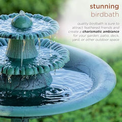 3-Tiered Pedestal Water Fountain and Birdbath