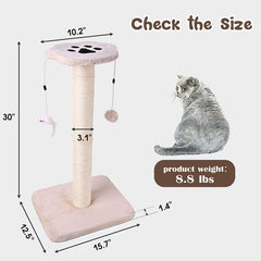 30" Tall Cat Scratching Post, Sisal Rope Cat Claw Scratcher