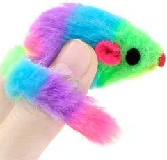 36PCS 1.8" Rainbow Color Furry Cat Toy Mice with Rattle Kitten Mouse Interactive Play