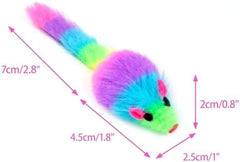 36PCS 1.8" Rainbow Color Furry Cat Toy Mice with Rattle Kitten Mouse Interactive Play