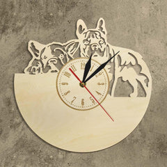 3D Wall Clock French Bulldog Design