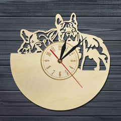 3D Wall Clock French Bulldog Design