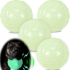 4-Pack Bouncy Glow in The Dark Dog Ball with Squeaker