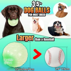 4-Pack Bouncy Glow in The Dark Dog Ball with Squeaker