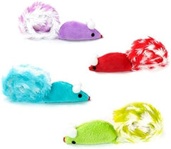 4 Packs 15 Inch Long Soft Plush Cat Toys Mice with Rattle Rustle Sound