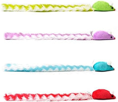 4 Packs 15 Inch Long Soft Plush Cat Toys Mice with Rattle Rustle Sound
