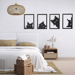 4 Pieces Metal Black Cat Wall Art Decor Metal Wall Decor