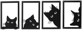 4 Pieces Metal Black Cat Wall Art Decor Metal Wall Decor