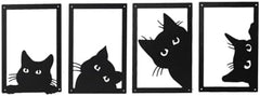 4 Pieces Metal Black Cat Wall Art Decor Metal Wall Decor