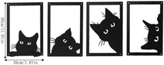 4 Pieces Metal Black Cat Wall Art Decor Metal Wall Decor