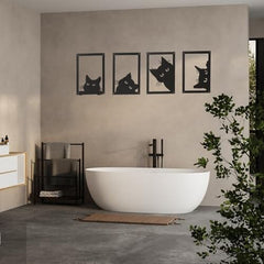 4 Pieces Metal Black Cat Wall Art Decor Metal Wall Decor