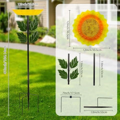 41 Inches Flower Standing Birdbath & Birdfeeder with Metal Stake