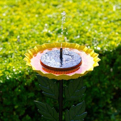 41 Inches Flower Standing Birdbath & Birdfeeder with Metal Stake