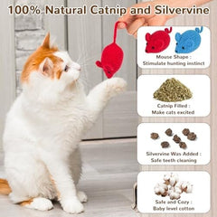 6 Woolen Yarn Crochet Mouse Catnip Toys for Indoor Cats